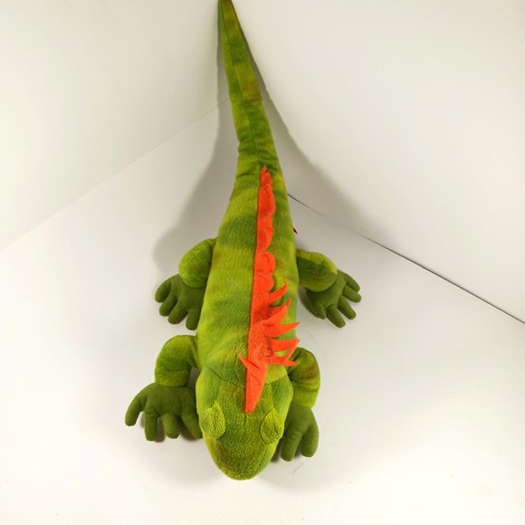 Wild Republic Iguana Lizard Stuffed Animal Plush Green Orange Realistic 23" - Picture 3 of 14